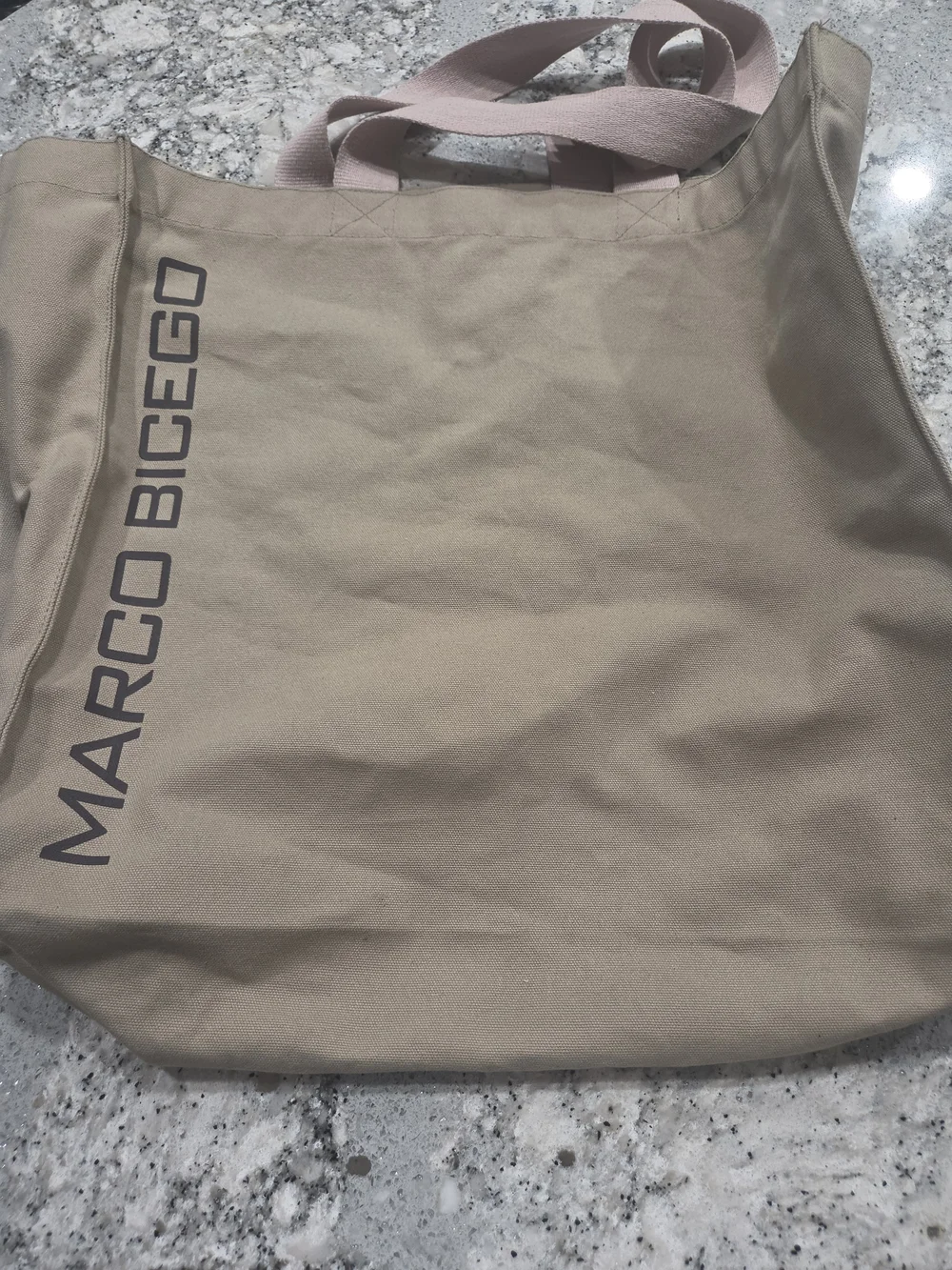 Marco Bicego Tan Canvas Tote with Pink Handles